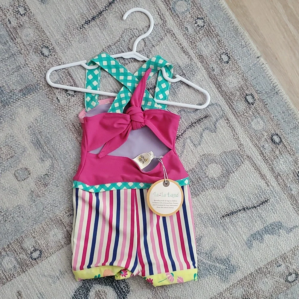 NWT Wildflowers Clothing La La Land Kiddy Pool Pink One Piece Swimsuit Sz12m